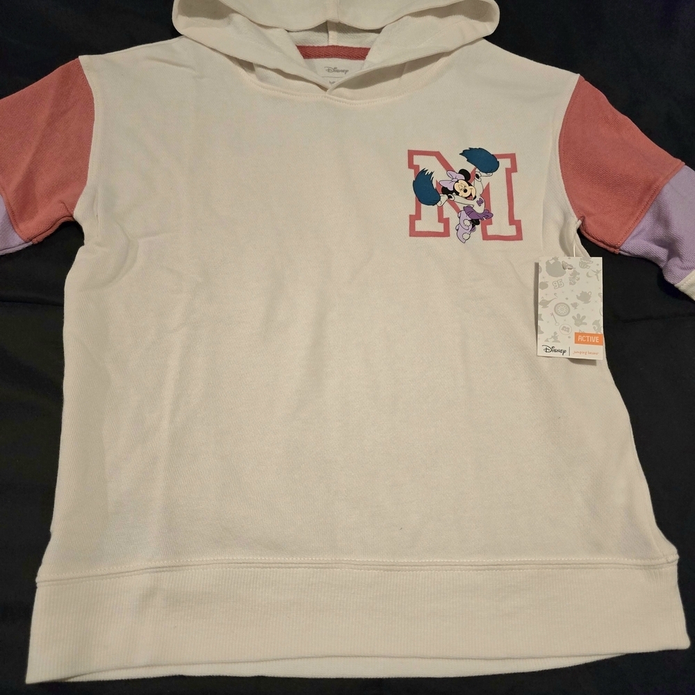 Disney Minnie Mouse Sporty Cheerleader Hoodie Sweater White NEW‎ Size 8 Medium - Picture 5 of 8